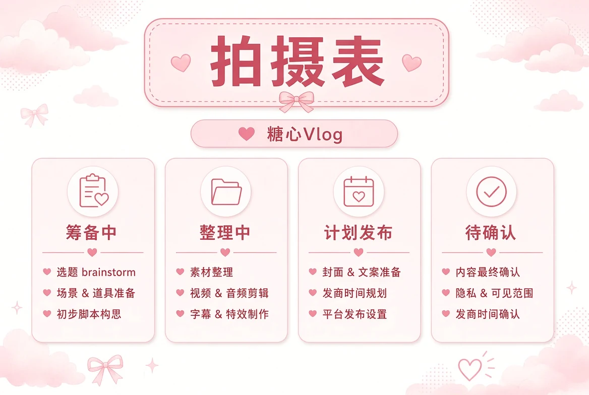糖心Vlog拍摄表计划主题画面